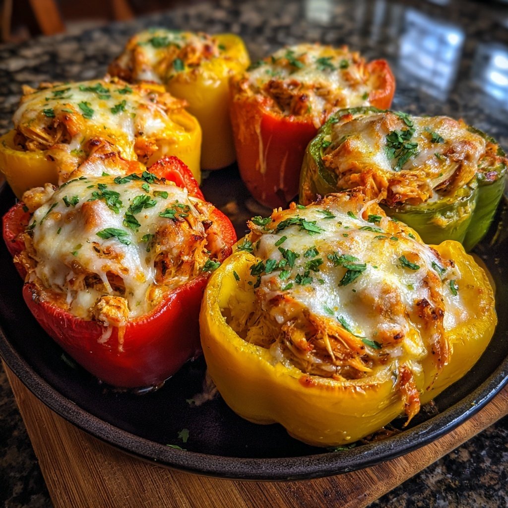 Shredded Chicken Stuffed Bell Peppers