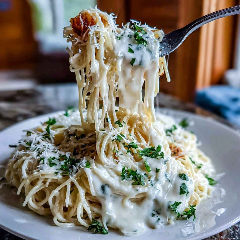 Angel Hair Pasta With Alfredo Sauce