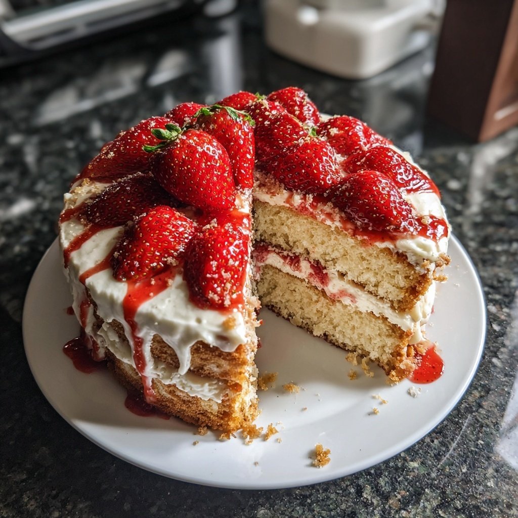 Spring Strawberry Vanilla Cake