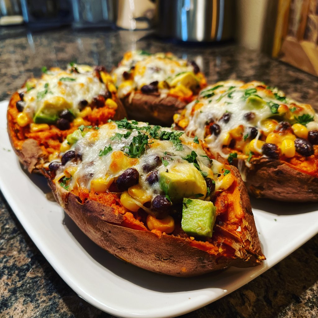 Baked Sweet Potato Veggie Boats