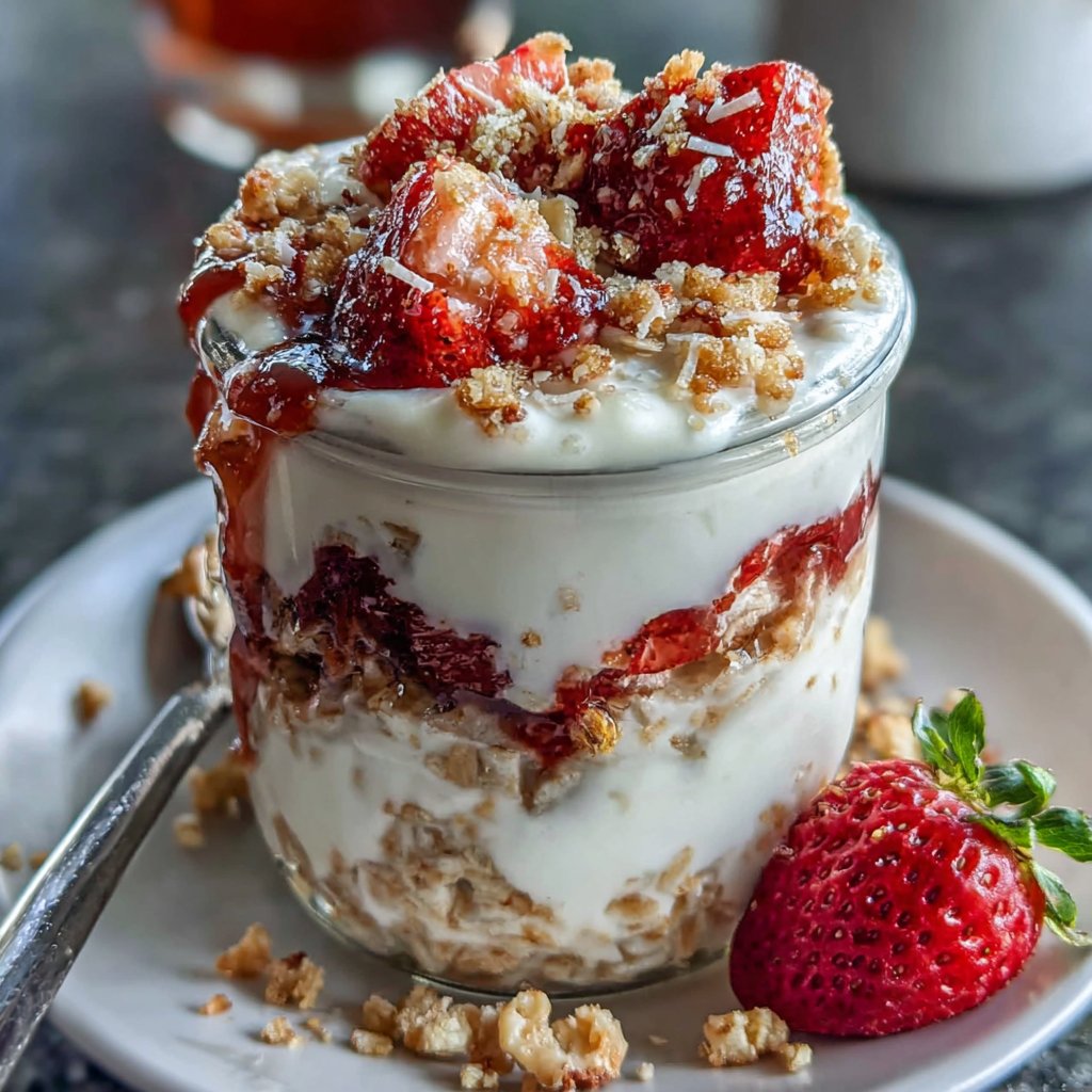 Strawberry Cheesecake Overnight Oats No Bake