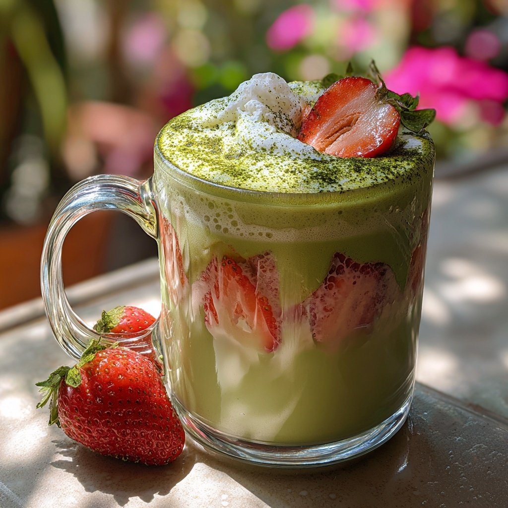 Strawberry Matcha Latte With Milk